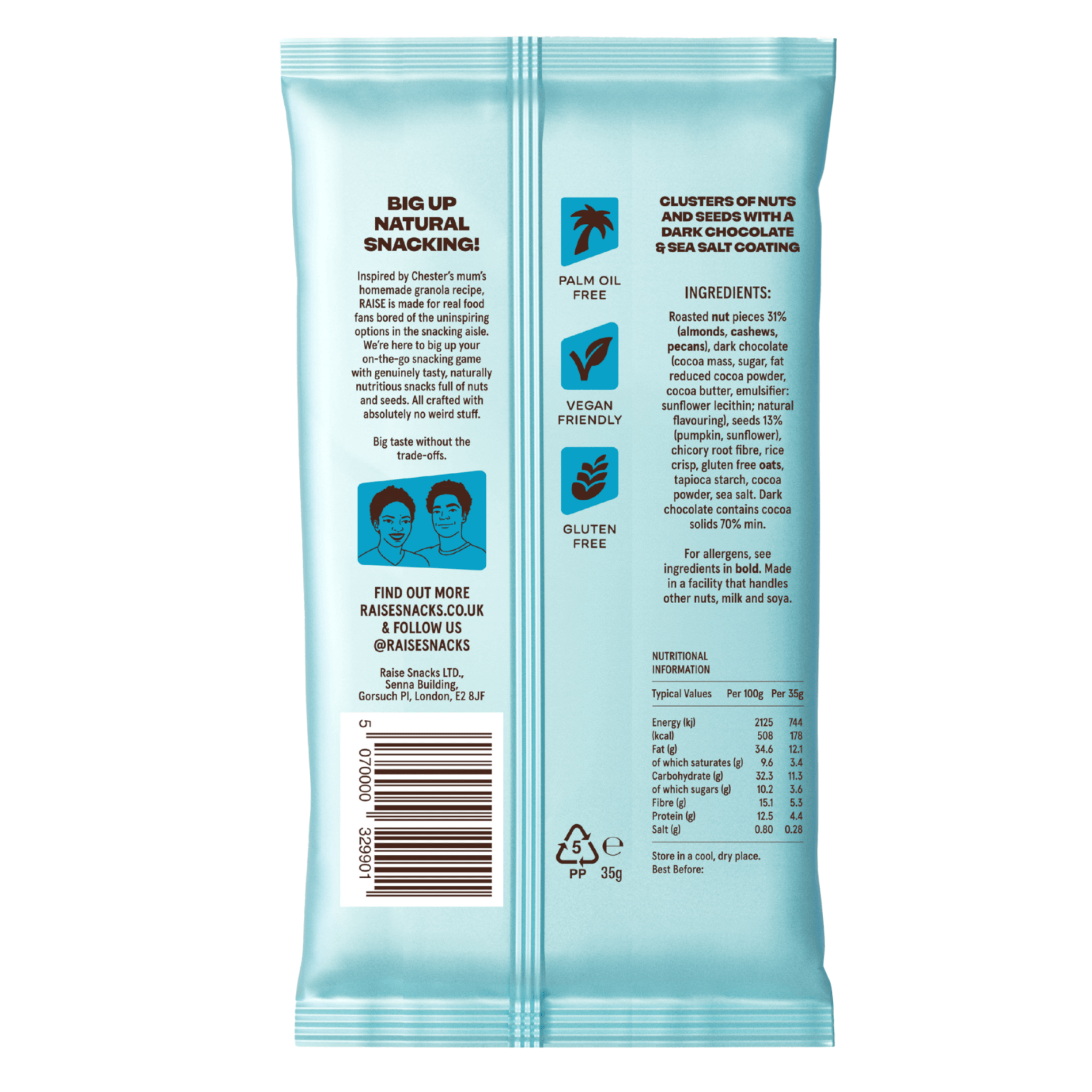 RAISE Dark Chocolate & Sea Salt Nut & Seed Clusters (Case of 12) - Image 2