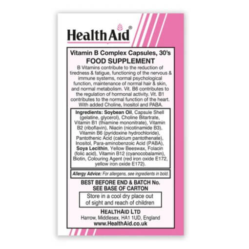 HealthAid® Vitamin B Complex Supreme Capsules (30) - Image 3