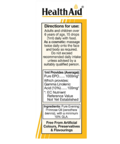 Alternative view of HealthAid® Pure Evening Primrose Oil with GLA – 25ml Liquid Drops
