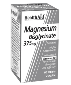 HealthAid® Magnesium Bisglycinate 375mg with Vitamin B6 – 60 Tablets