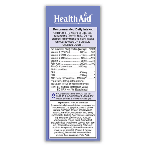 HealthAid® KidzOmega™ (Vit A,D,E,EPA/DHA). Liquid 200ml - Image 2
